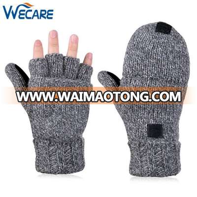 Fingerless Cashmere Thinsulate Thermal Wool Woven Knitted Warm Mittens Cover Winter Gloves