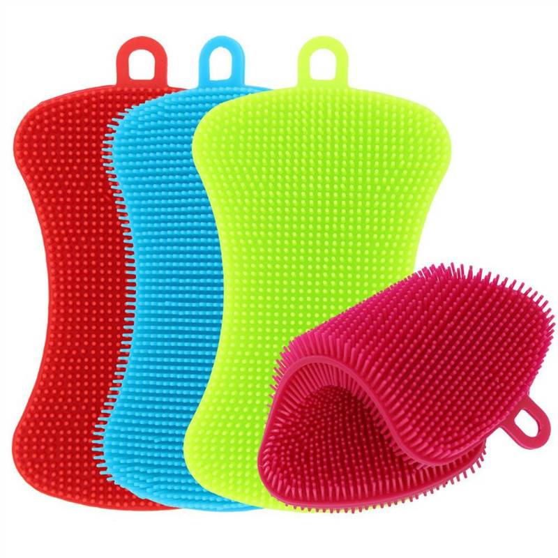 Silicone Dishwashing Brush Pot Pan Sponge Scrubber Fruit Vegetable Dish Washing Cleaning Kitchen Brushes